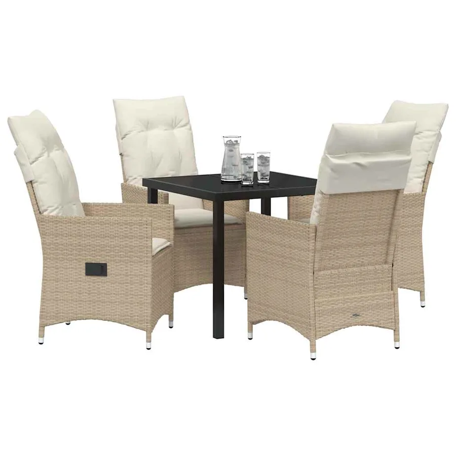 Ensemble de salle à manger pour jardin 5 pcs Beige polyrotin - 3