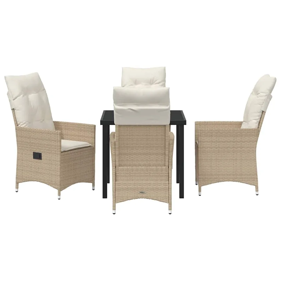 Ensemble de salle à manger pour jardin 5 pcs Beige polyrotin - 7