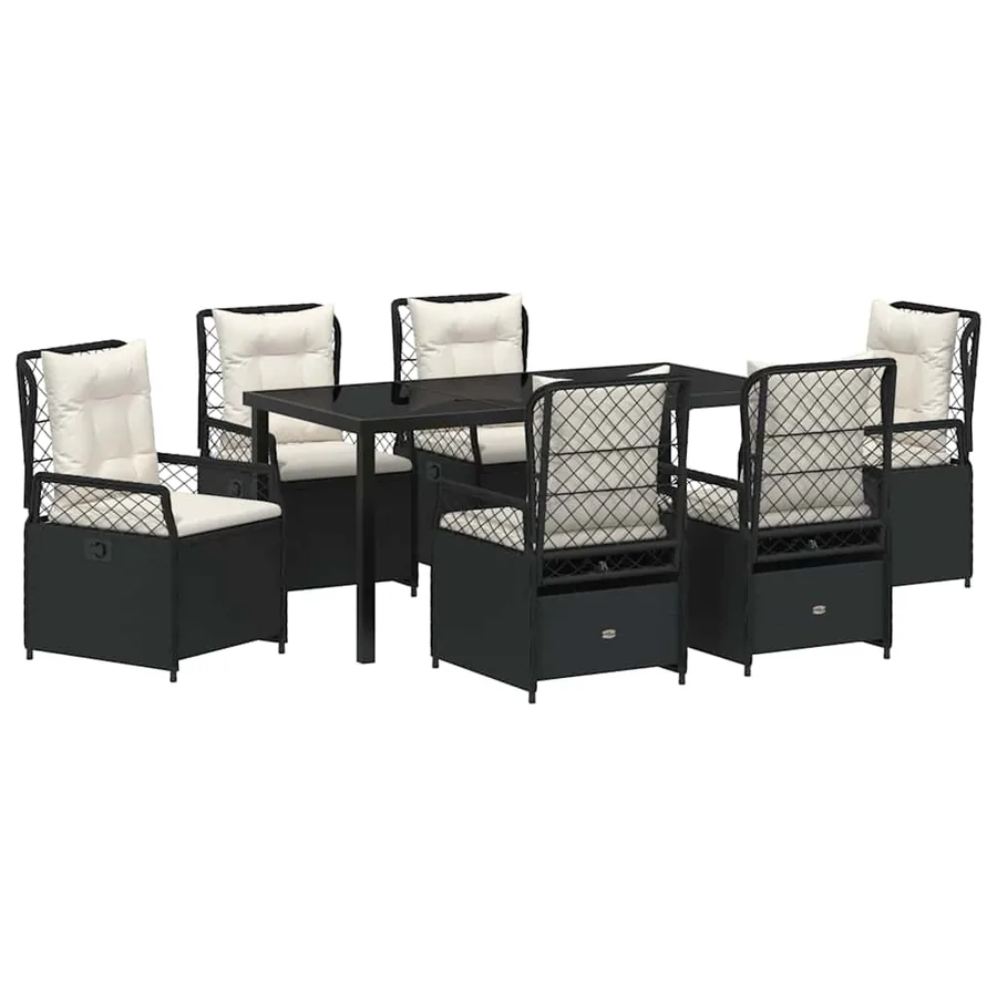 Ensemble de salle à manger pour jardin 7 pcs Noir polyrotin - 2