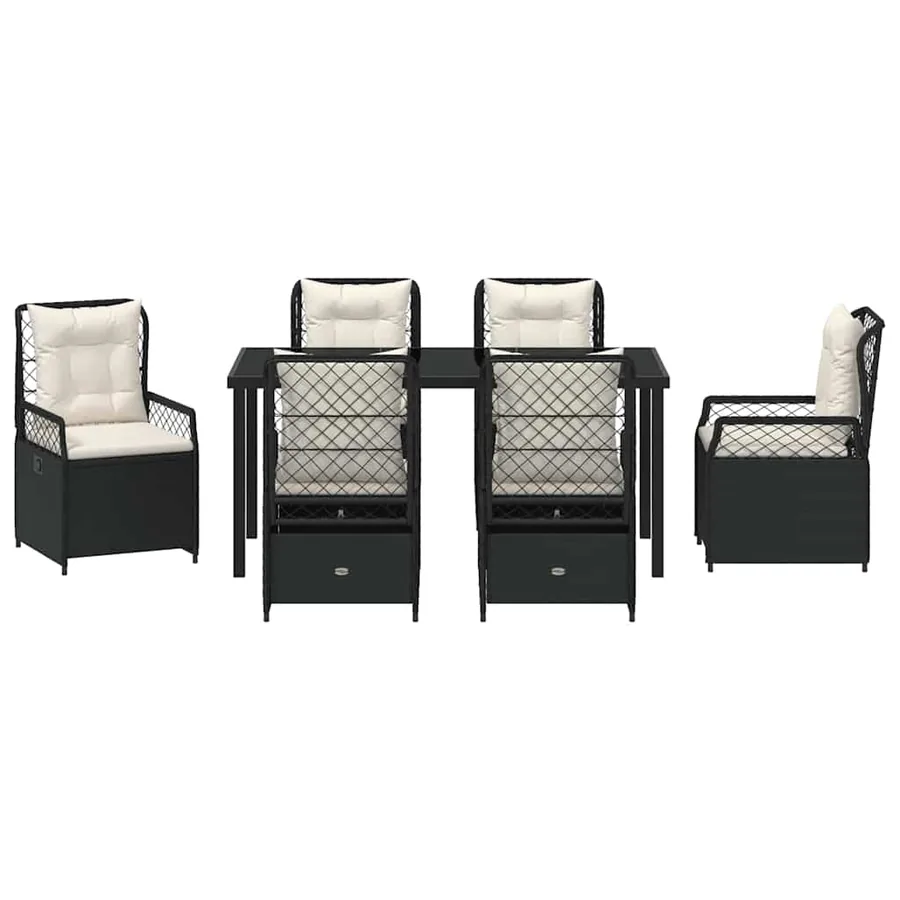 Ensemble de salle à manger pour jardin 7 pcs Noir polyrotin - 7