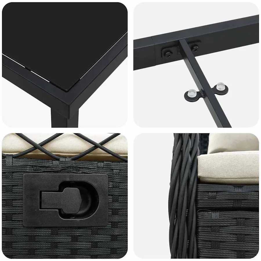 Ensemble de salle à manger pour jardin 7 pcs Noir polyrotin - 9