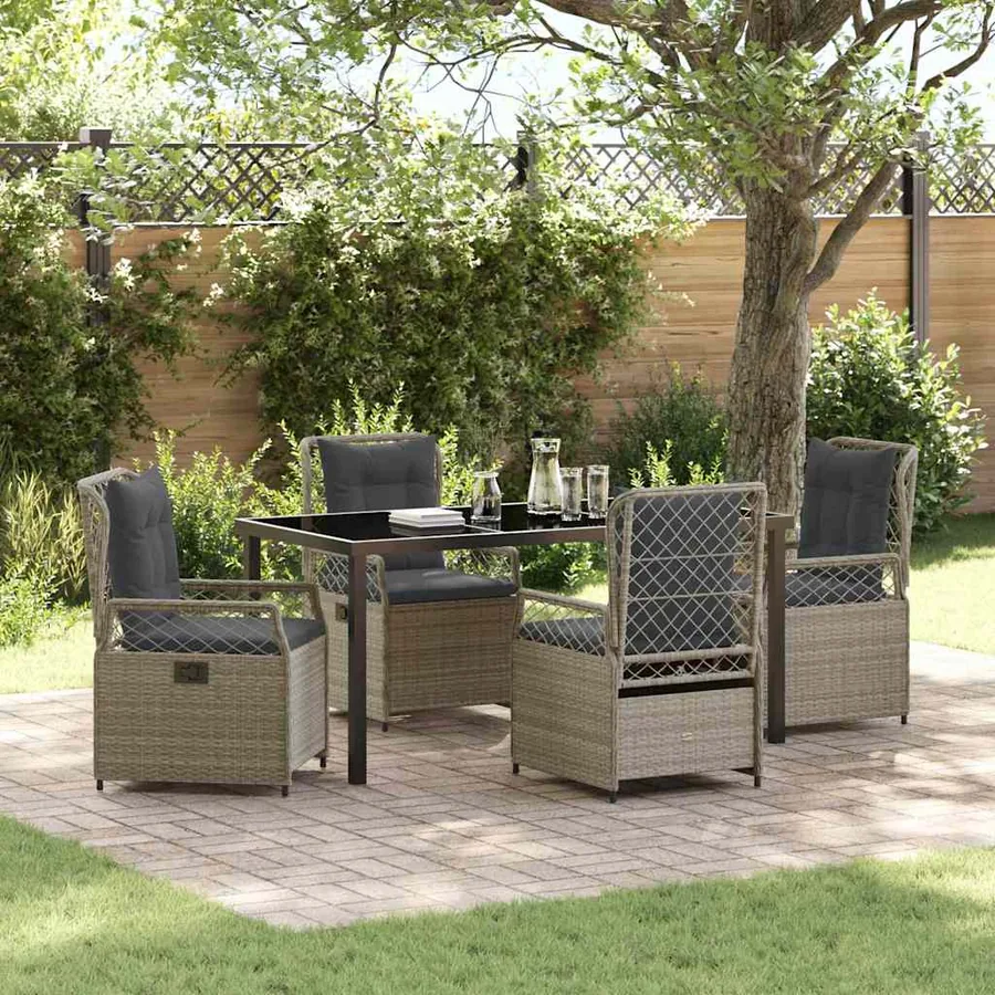 Ensemble de salle à manger pour jardin 5 pcs Gris clair