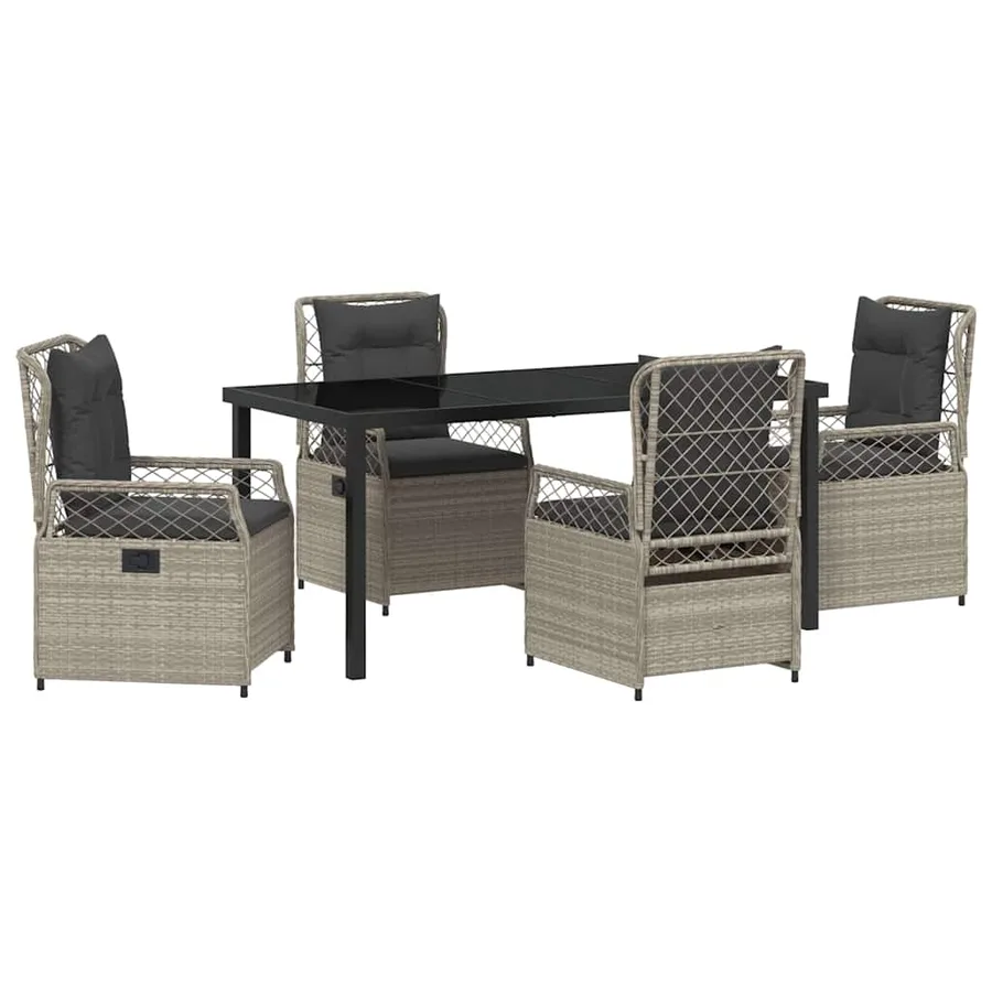 Ensemble de salle à manger pour jardin 5 pcs Gris clair - 2