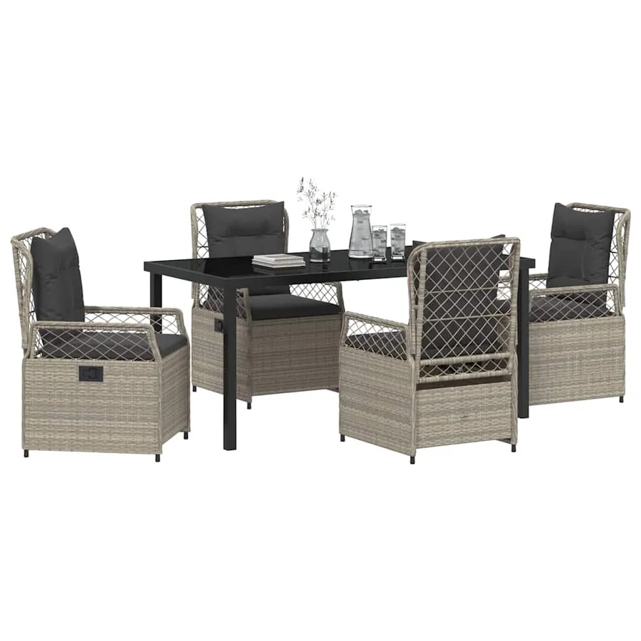 Ensemble de salle à manger pour jardin 5 pcs Gris clair - 3