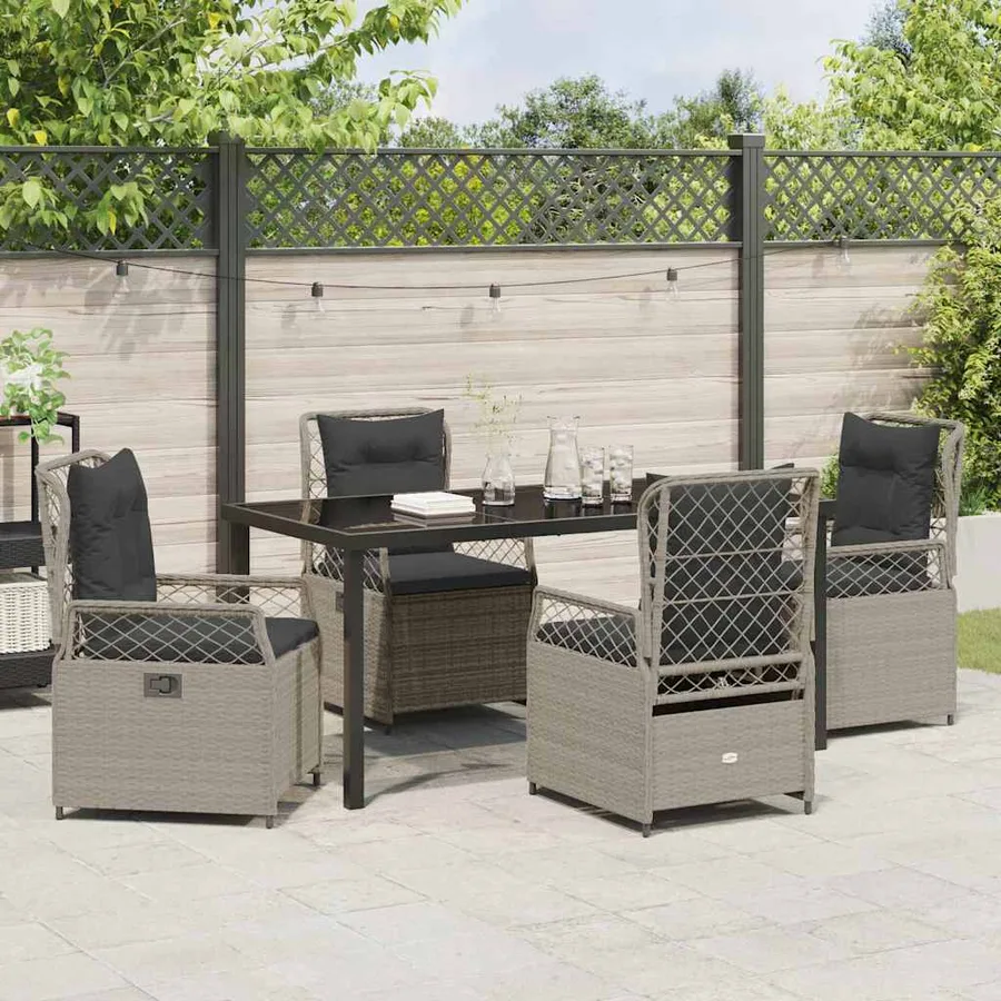 Ensemble de salle à manger pour jardin 5 pcs Gris clair - 4