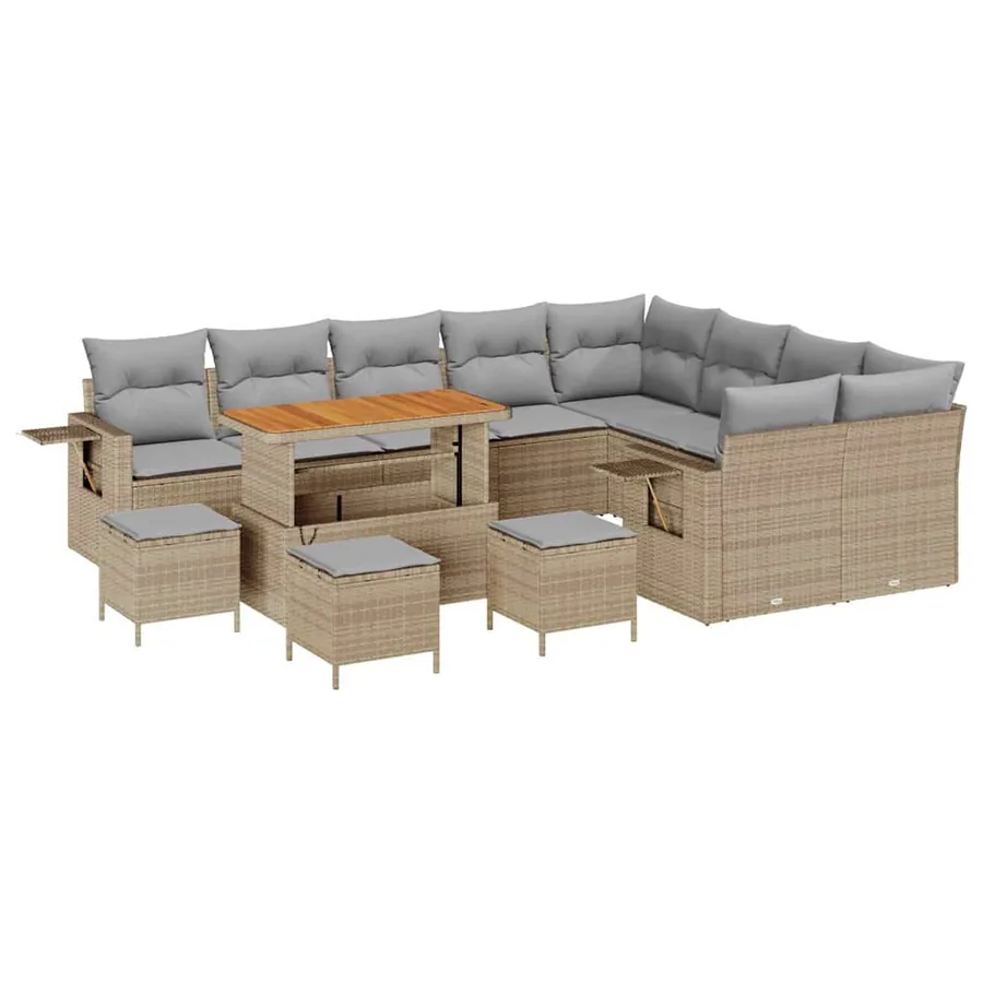 Ensemble de canapé de jardin 13 pcs Beige polyrotin - 2