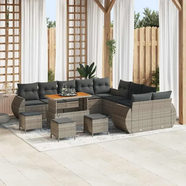 Ensemble de canapé de jardin avec coussin 14 pcs Gris