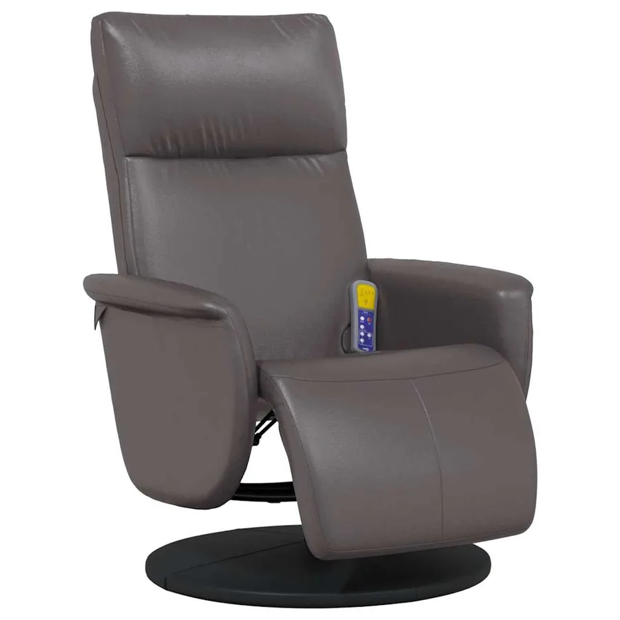 Fauteuil inclinable de massage repose-pieds gris similicuir - 3