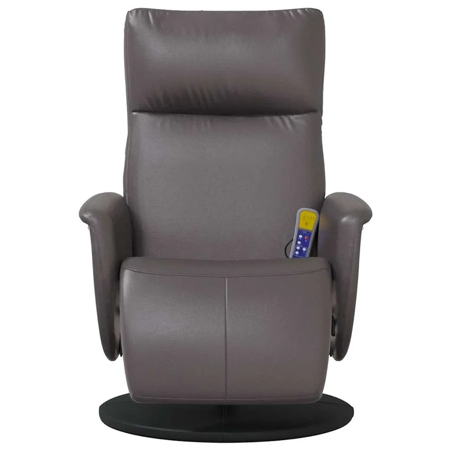 Fauteuil inclinable de massage repose-pieds gris similicuir - 4
