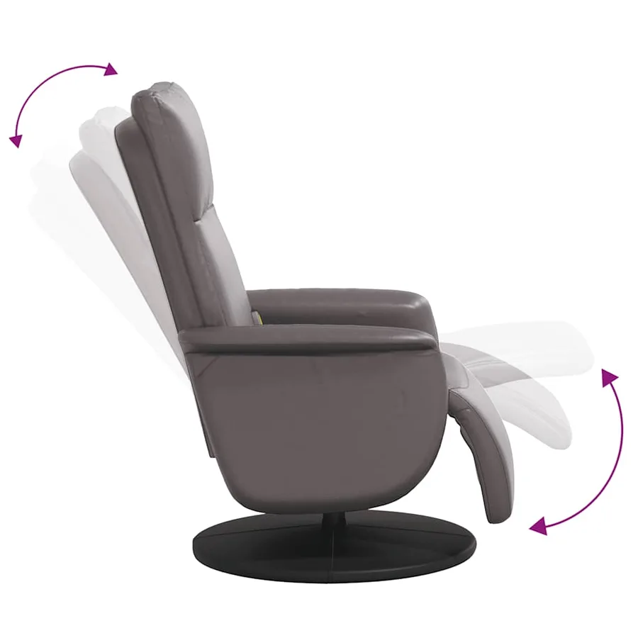 Fauteuil inclinable de massage repose-pieds gris similicuir - 7