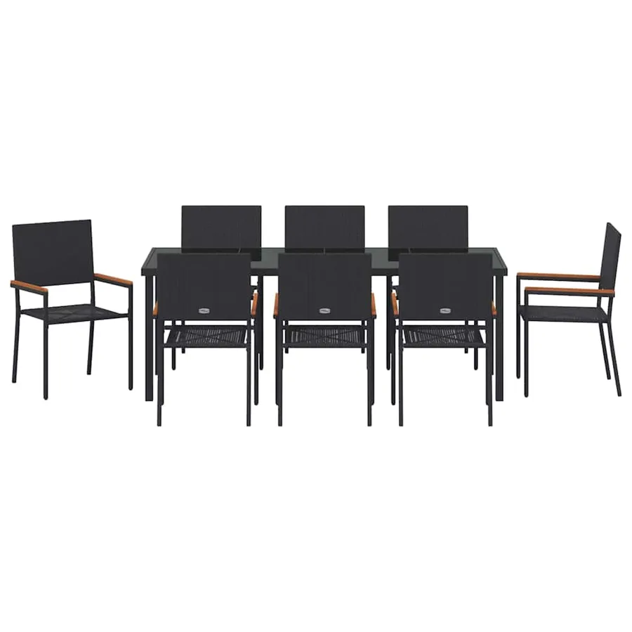 Ensemble de salle à manger pour jardin 9 pcs Noir polyrotin - 7