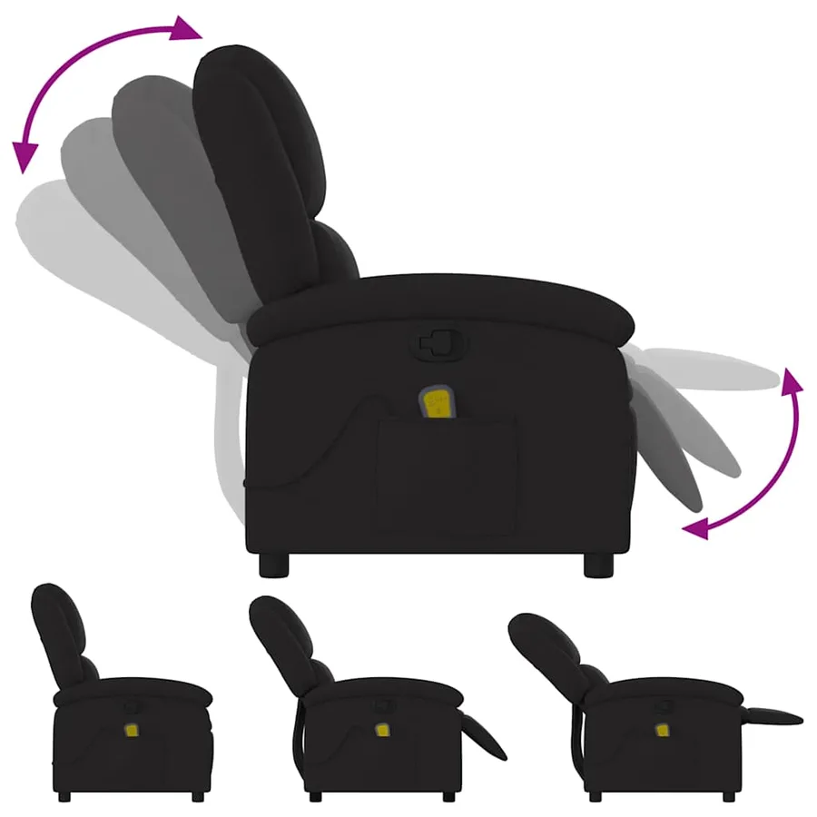 Fauteuil de massage inclinable Noir Tissu - 7