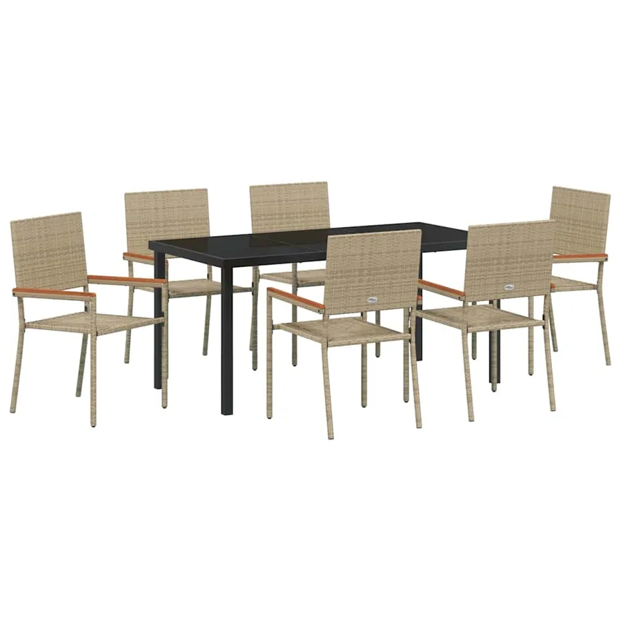 Ensemble de salle à manger pour jardin 7 pcs Beige polyrotin - 2