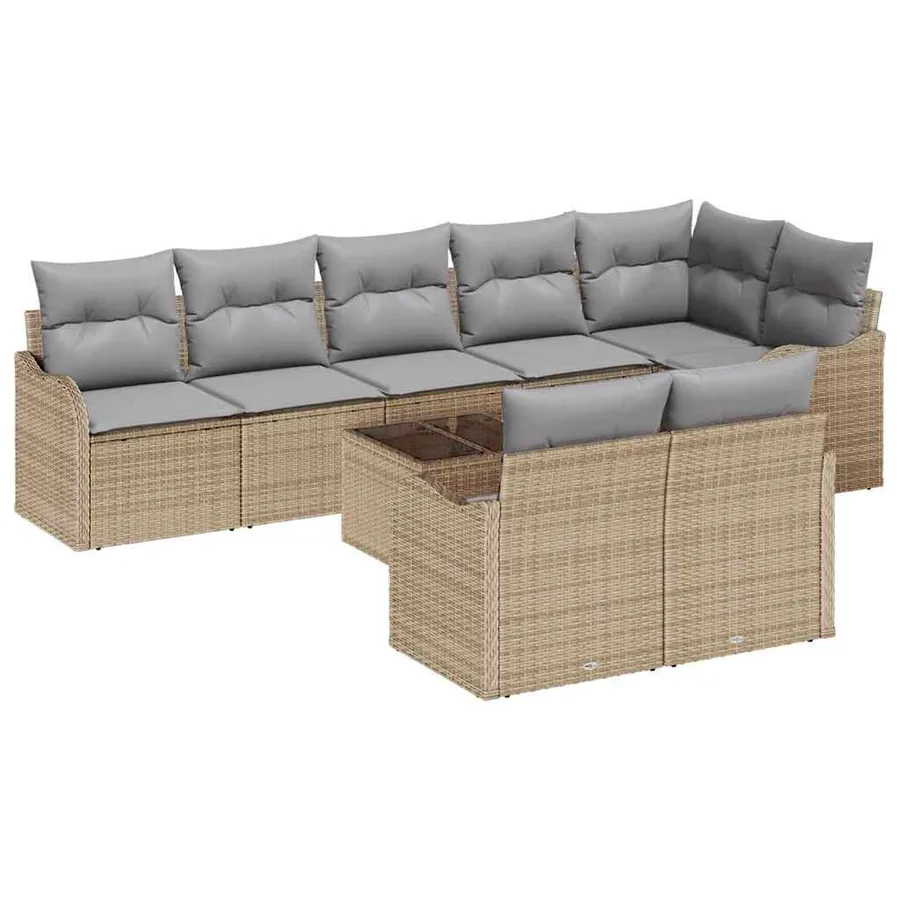 Ensemble de canapé de jardin 9 pcs beige et gris clair - 2