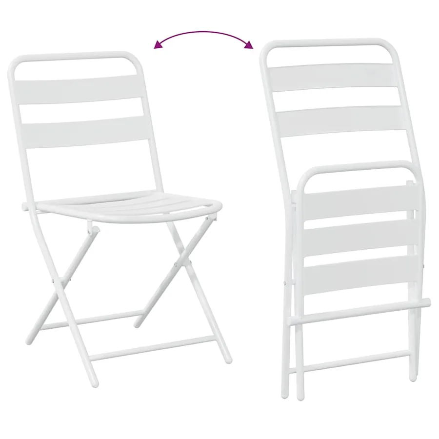 Ensemble bistro de jardin 3 pcs Blanc Acier - 11