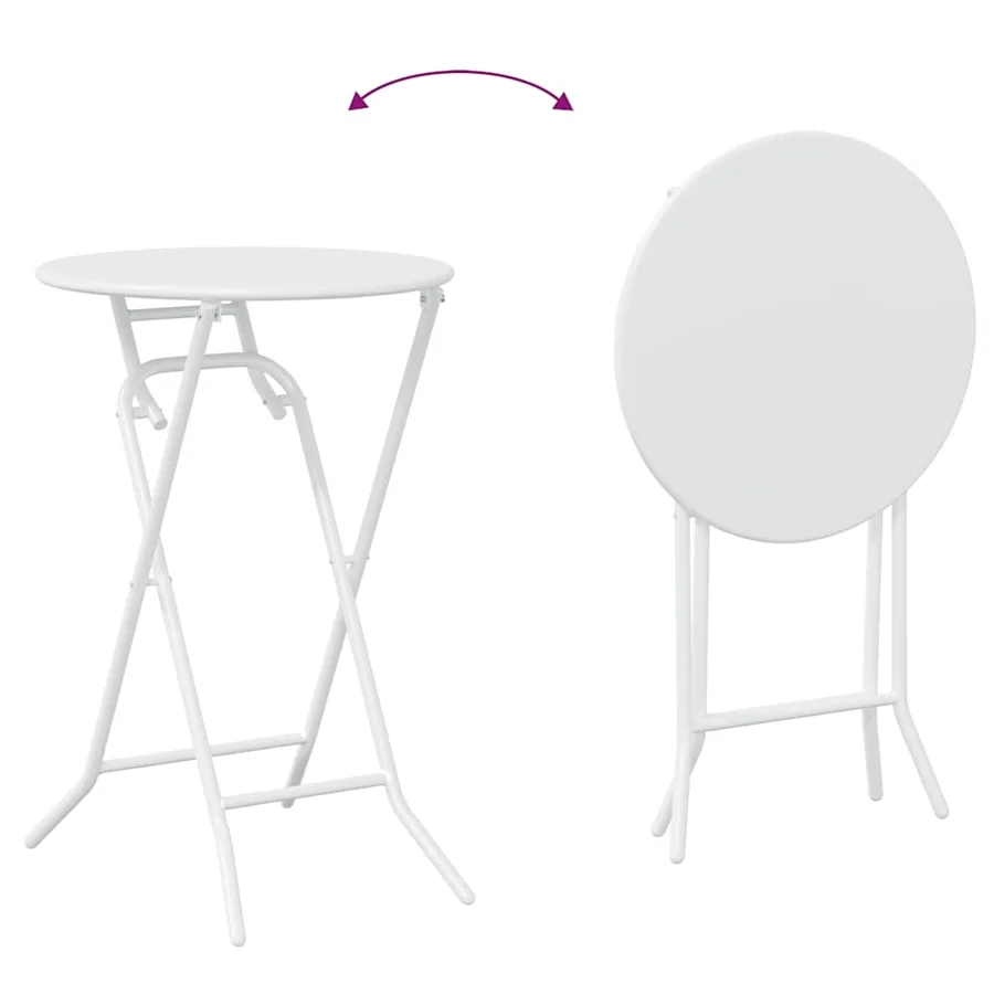Ensemble bistro de jardin 3 pcs Blanc Acier - 12