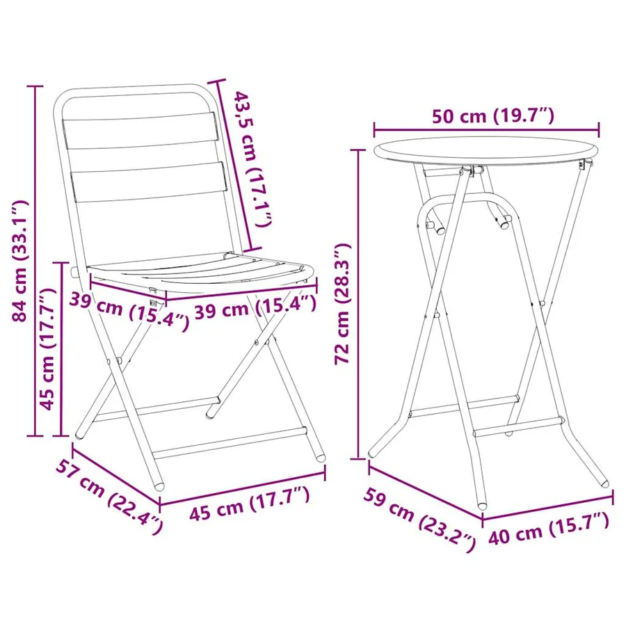 Ensemble bistro de jardin 3 pcs Blanc Acier - 13