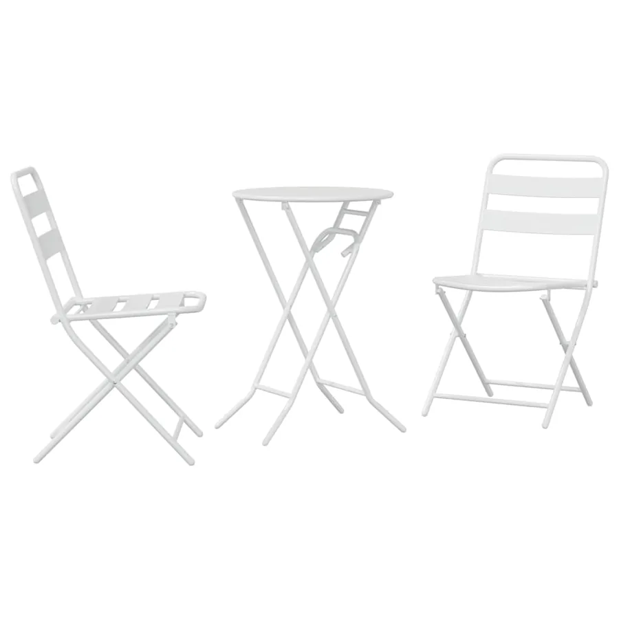 Ensemble bistro de jardin 3 pcs Blanc Acier - 2