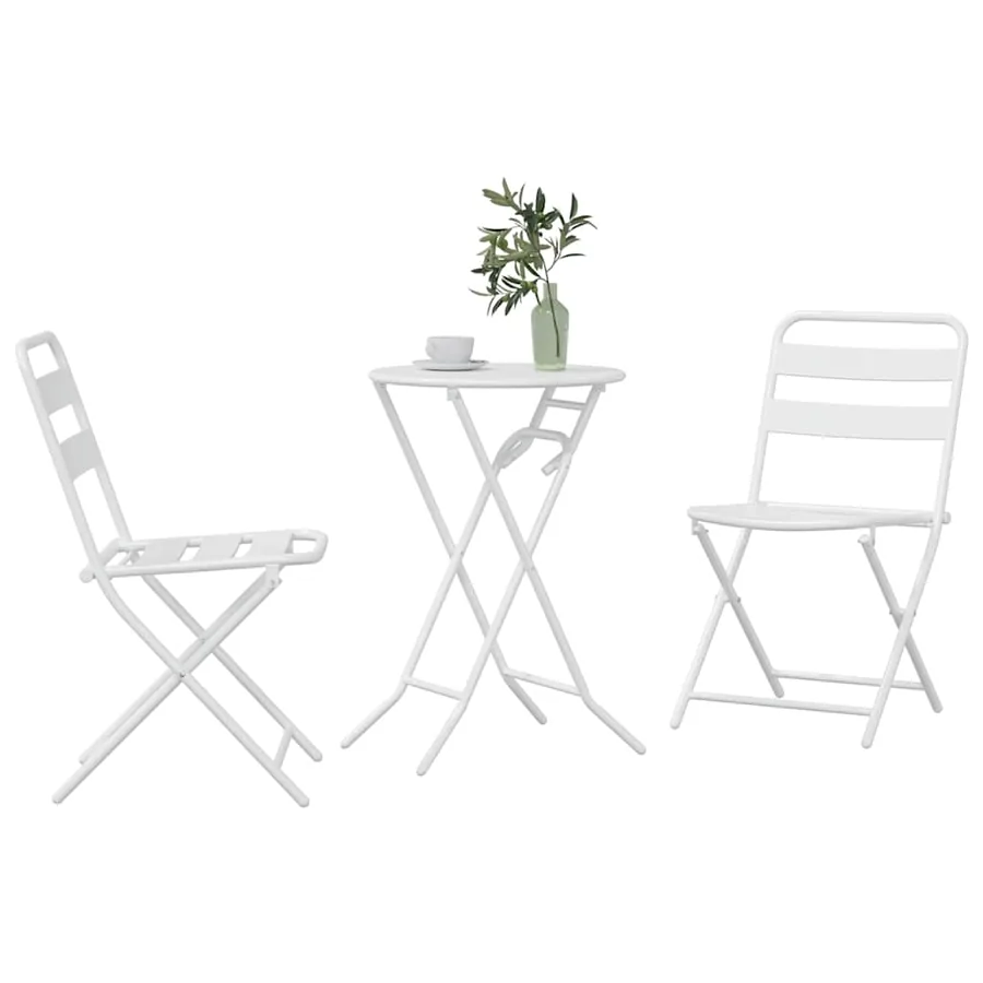 Ensemble bistro de jardin 3 pcs Blanc Acier - 3