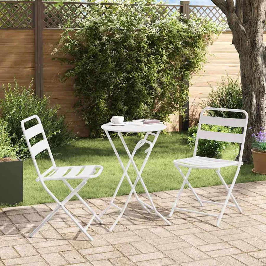 Ensemble bistro de jardin 3 pcs Blanc Acier - 4