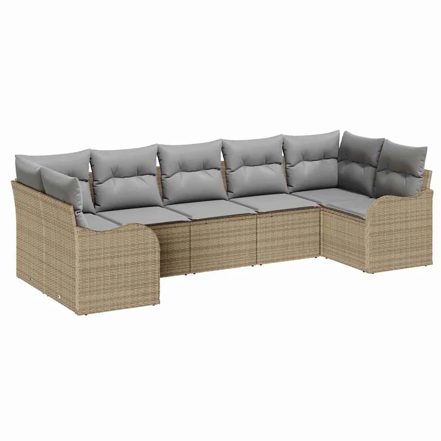 Ensemble de canapé de jardin 7 pcs beige et gris clair - 2