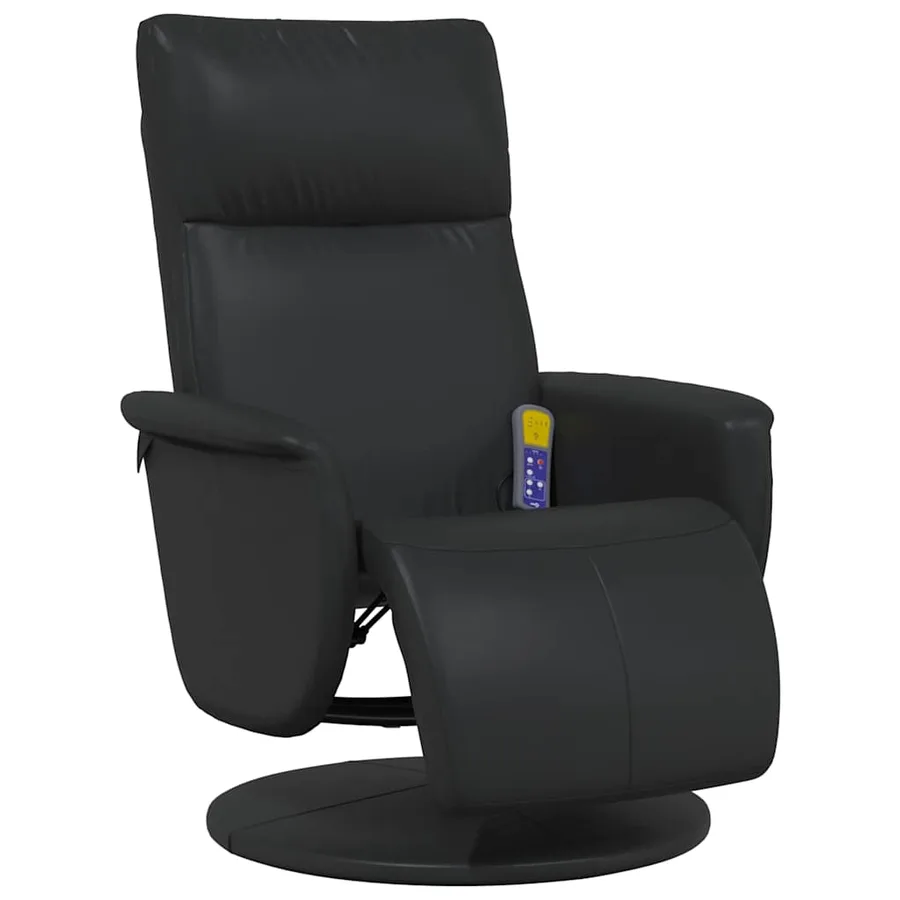 Fauteuil inclinable de massage repose-pieds noir similicuir - 4