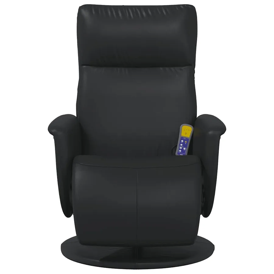 Fauteuil inclinable de massage repose-pieds noir similicuir - 5