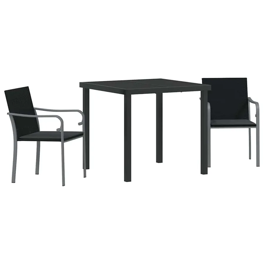 Ensemble de salle à manger pour jardin 3 pcs Noir et gris - 2