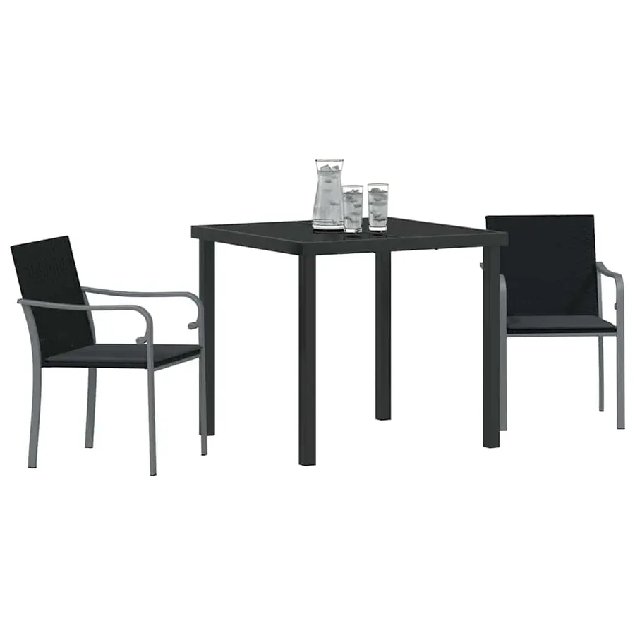 Ensemble de salle à manger pour jardin 3 pcs Noir et gris - 3