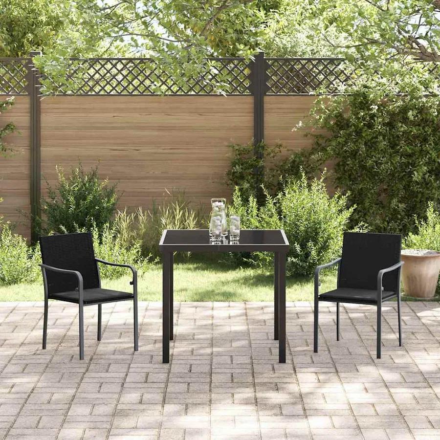 Ensemble de salle à manger pour jardin 3 pcs Noir et gris - 4