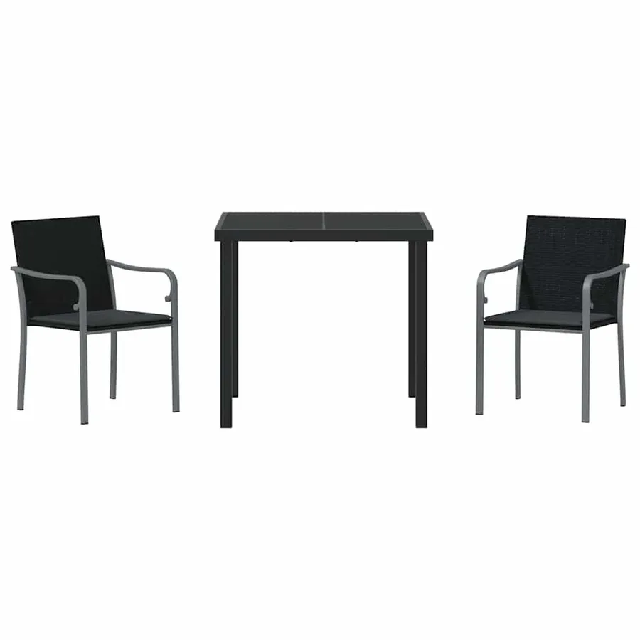 Ensemble de salle à manger pour jardin 3 pcs Noir et gris - 7