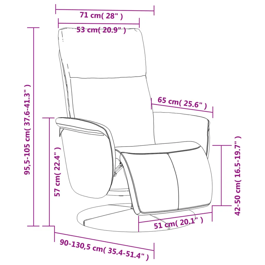 Fauteuil inclinable avec repose-pieds cappuccino similicuir - 9