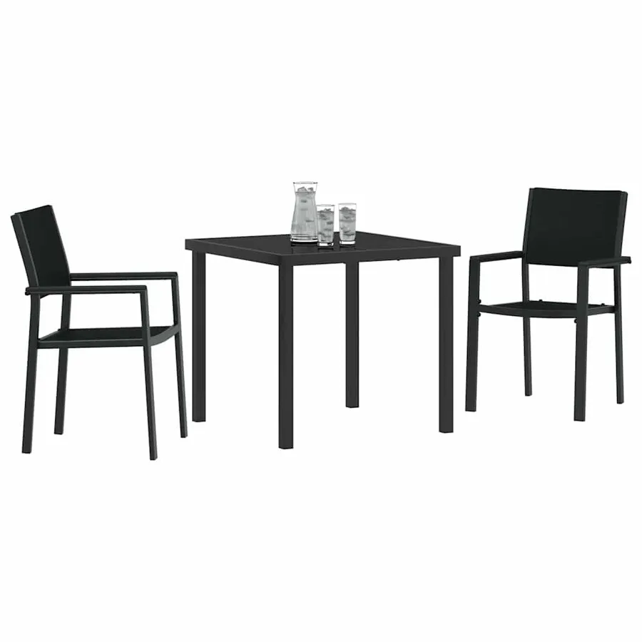 Ensemble de salle à manger pour jardin 3 pcs Noir - 3