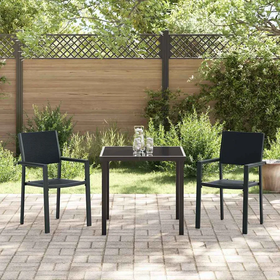Ensemble de salle à manger pour jardin 3 pcs Noir - 4