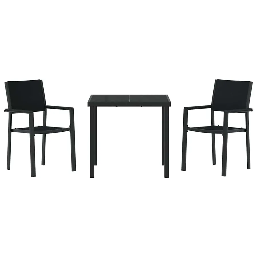 Ensemble de salle à manger pour jardin 3 pcs Noir - 7