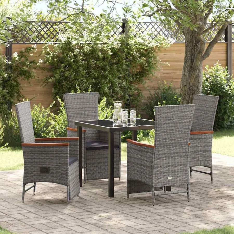 Ensemble de salle à manger pour jardin 5 pcs Gris polyrotin