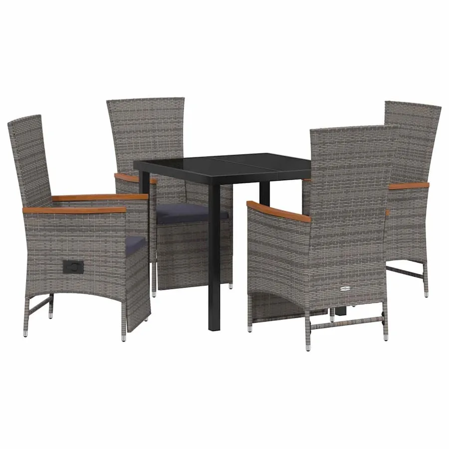 Ensemble de salle à manger pour jardin 5 pcs Gris polyrotin - 2