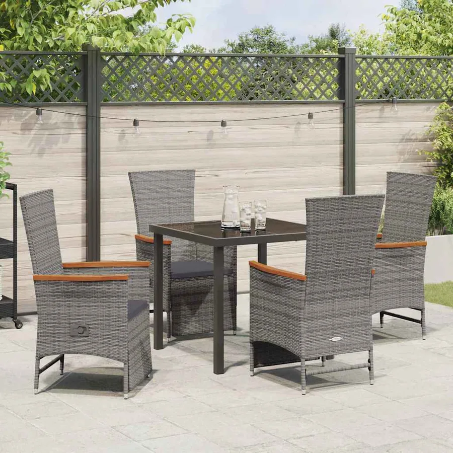 Ensemble de salle à manger pour jardin 5 pcs Gris polyrotin - 4
