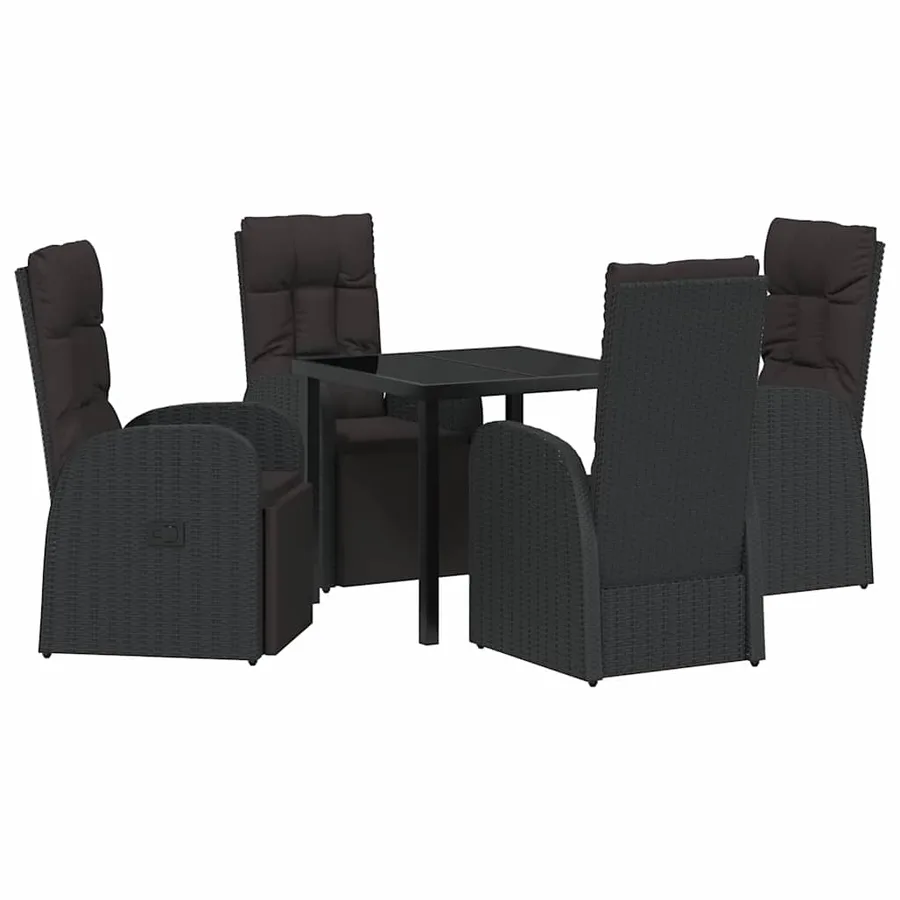 Ensemble de salle à manger pour jardin 5 pcs Noir polyrotin - 2