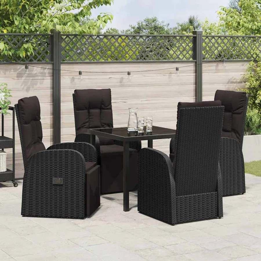 Ensemble de salle à manger pour jardin 5 pcs Noir polyrotin - 4