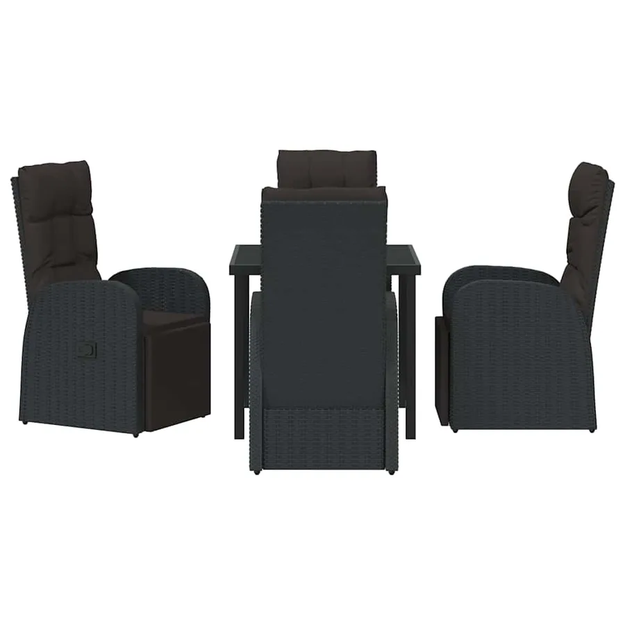 Ensemble de salle à manger pour jardin 5 pcs Noir polyrotin - 7