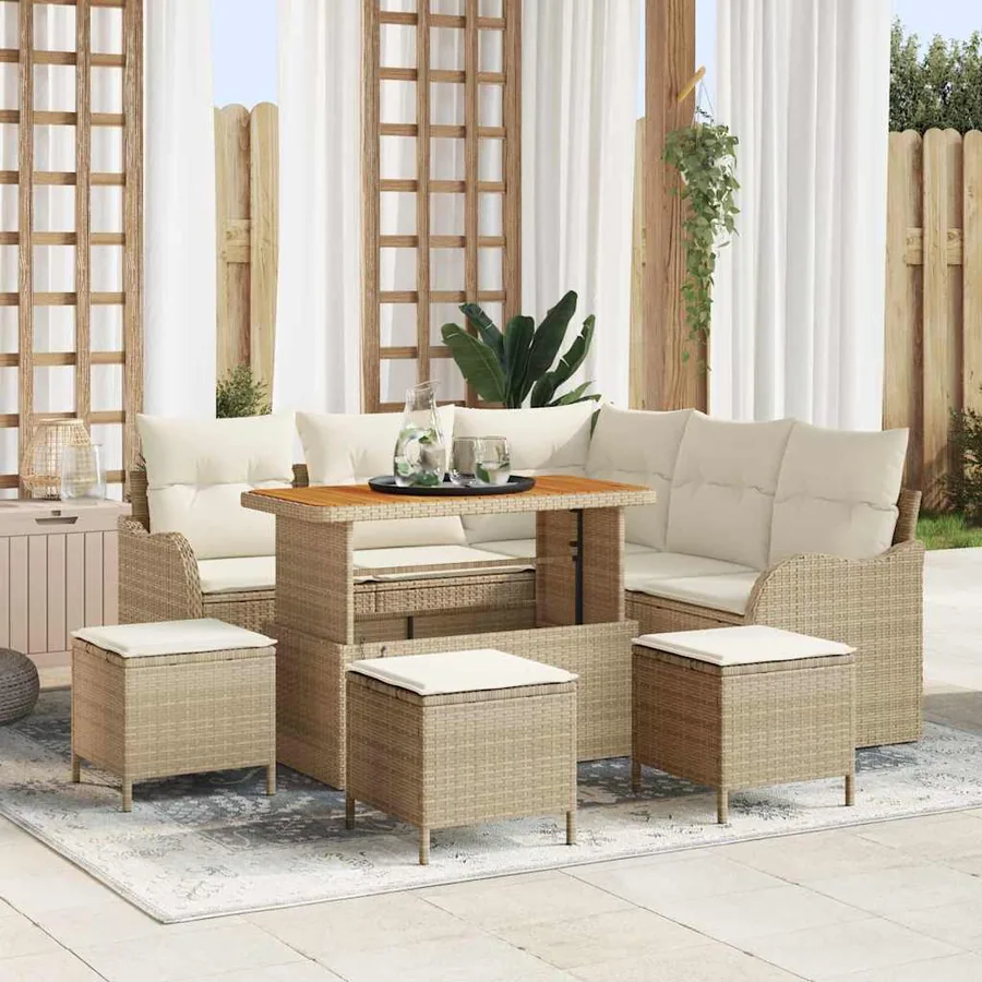 Ensemble de canapé de jardin avec coussin 9 pcs Beige et crème