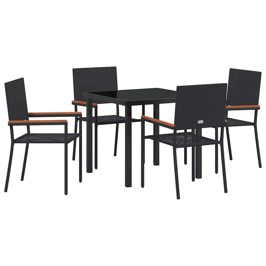 Ensemble de salle à manger pour jardin 5 pcs Noir polyrotin - 2