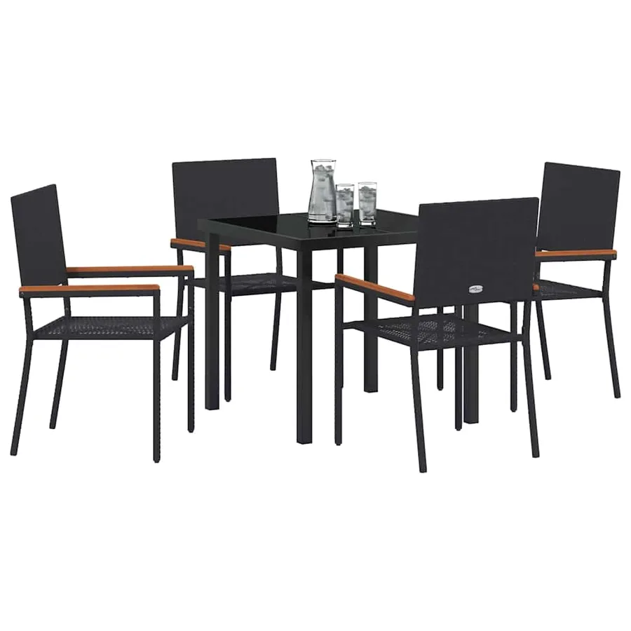 Ensemble de salle à manger pour jardin 5 pcs Noir polyrotin - 3