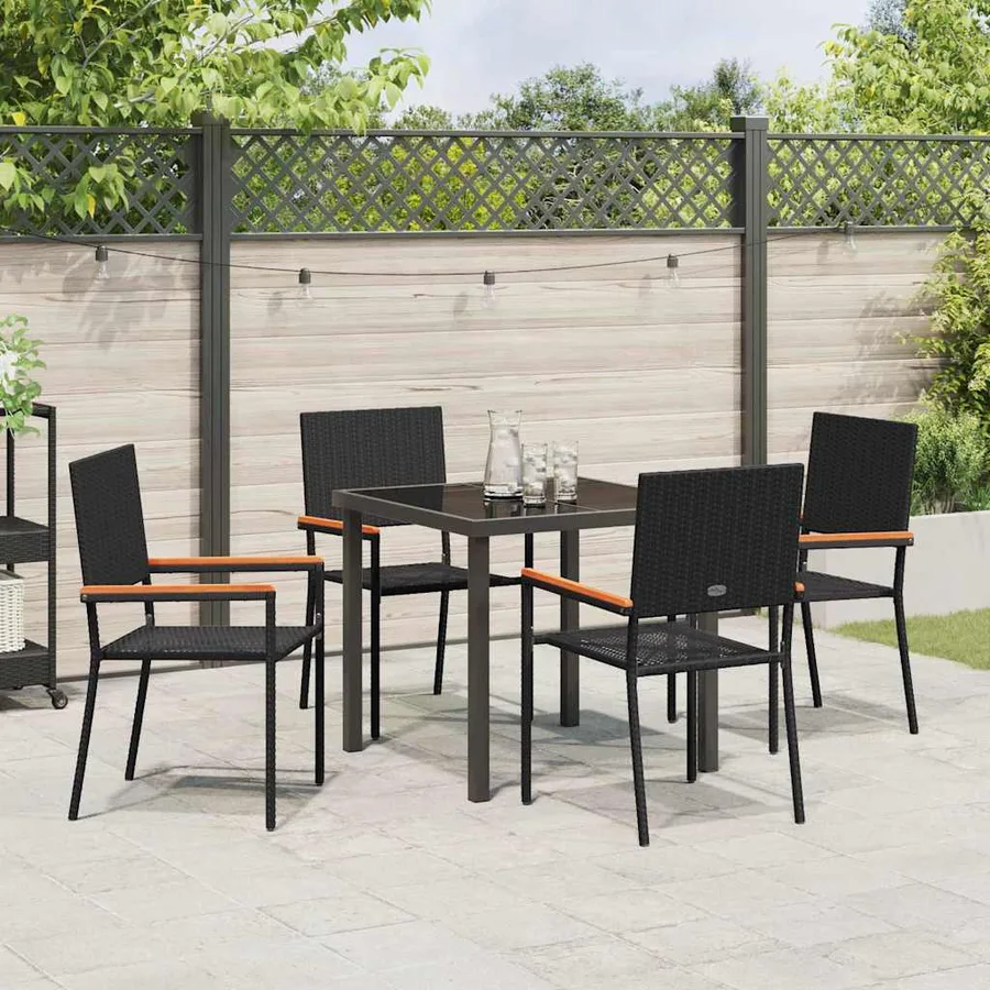 Ensemble de salle à manger pour jardin 5 pcs Noir polyrotin - 4