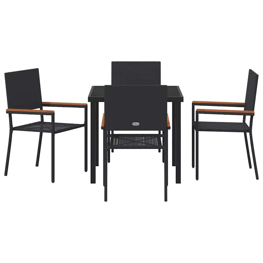Ensemble de salle à manger pour jardin 5 pcs Noir polyrotin - 7