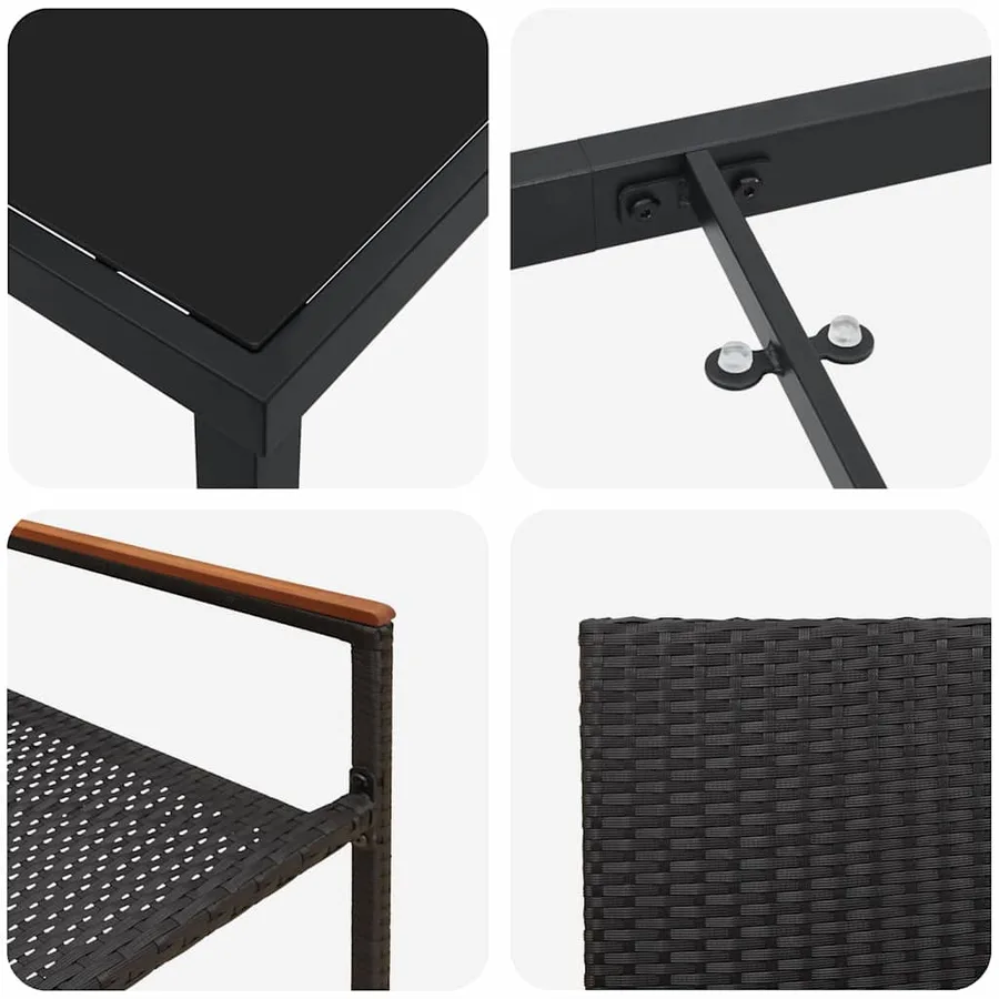 Ensemble de salle à manger pour jardin 5 pcs Noir polyrotin - 9