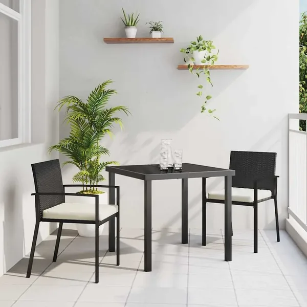 Ensemble de salle à manger pour jardin 3 pcs Noir