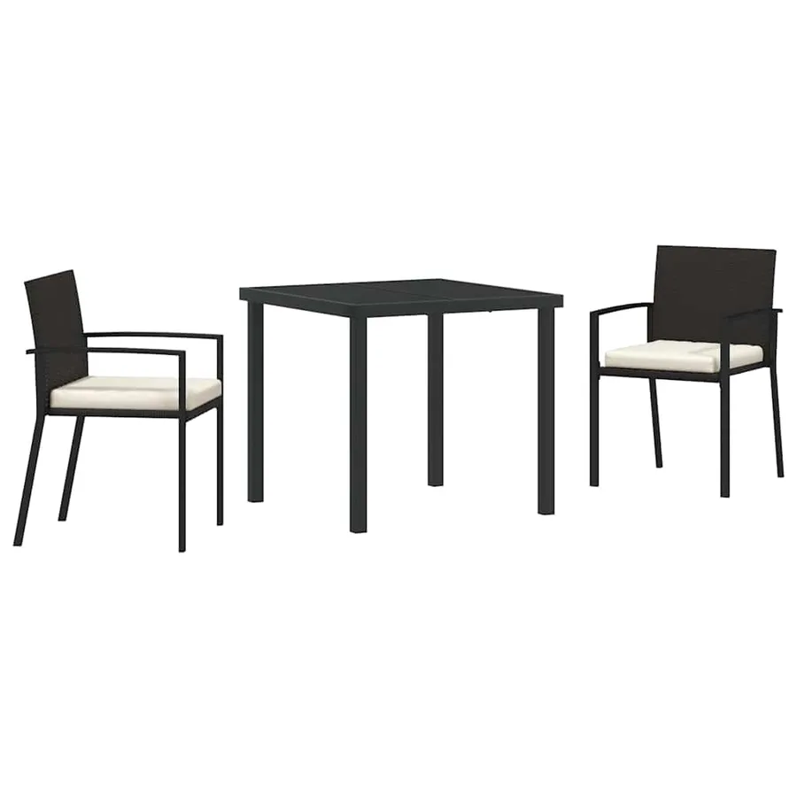 Ensemble de salle à manger pour jardin 3 pcs Noir - 2