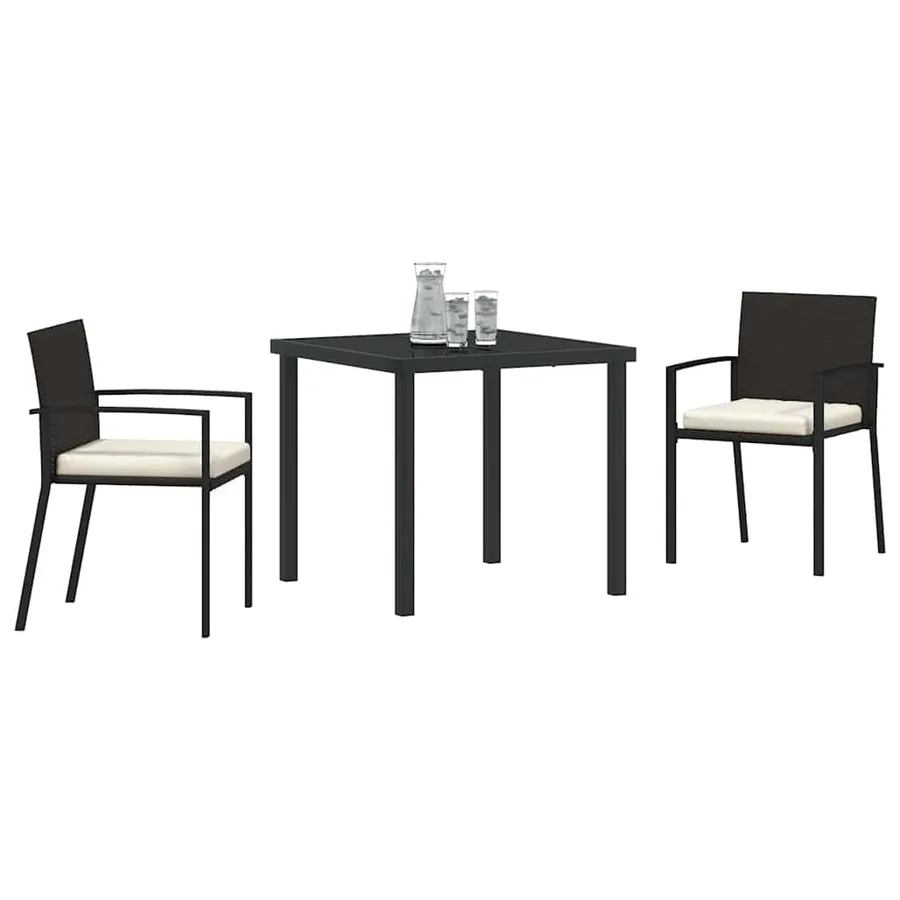 Ensemble de salle à manger pour jardin 3 pcs Noir - 3